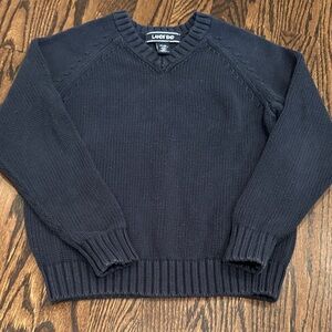 Lands' End Kids Navy V-Neck Cotton Sweater